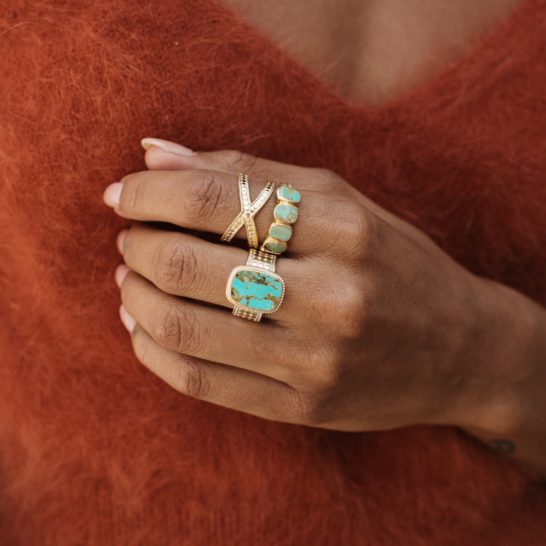 Medium Turquoise Cushion Ring | Handmade Jewelry | Anna Beck