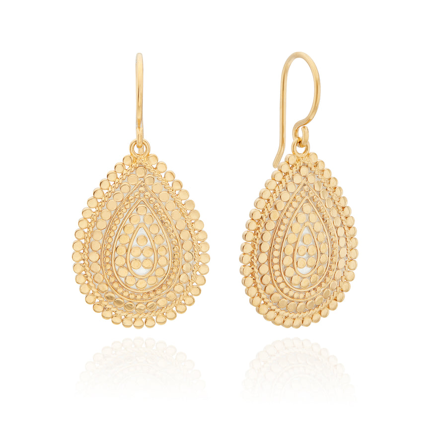 Medium Scalloped Drop Earrings - Gold
