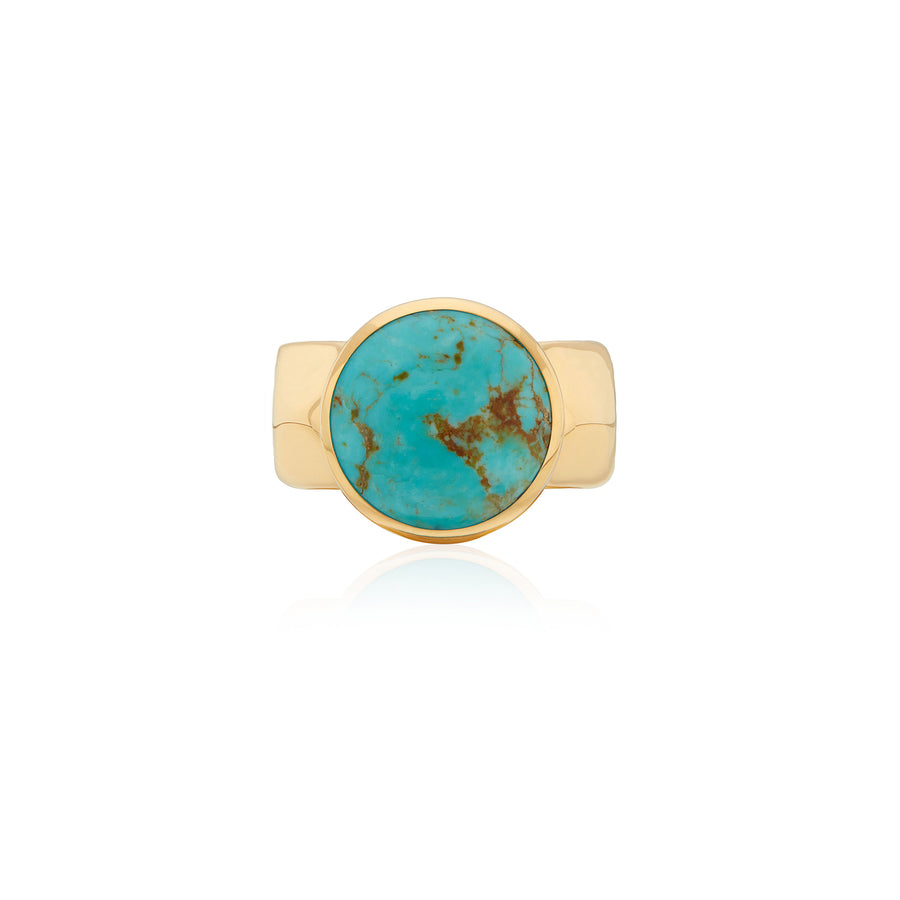 Large Wavy Turquoise Ring - Gold