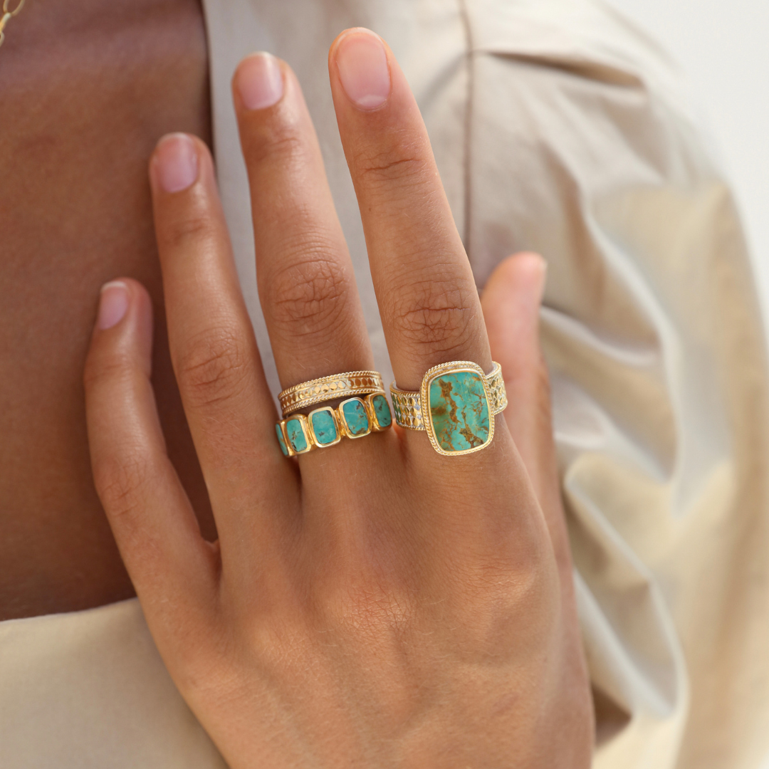 Medium Turquoise Cushion Ring | Handmade Jewelry | Anna Beck