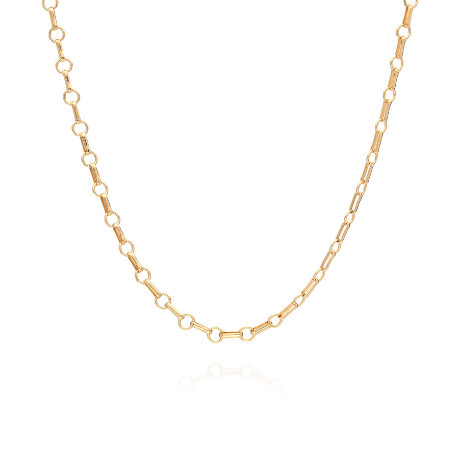 Bar & Ring Chain Collar Necklace - Gold