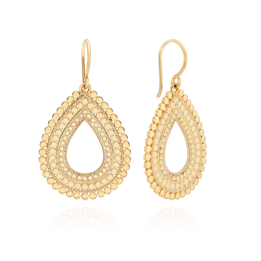 Large Scalloped Open Drop Earrings - Gold
