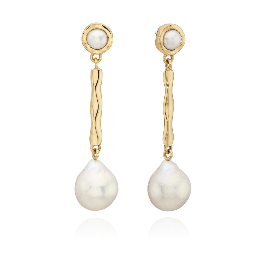 Wavy Drop Baroque Pearl Earrings