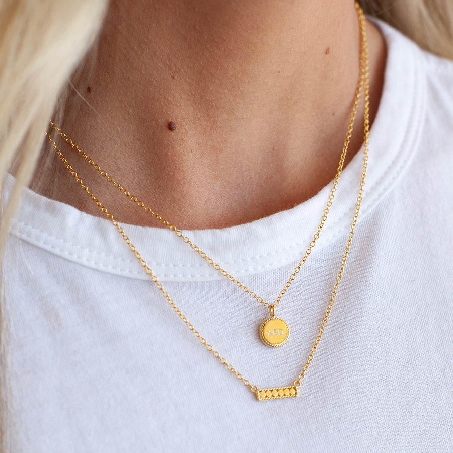 Engravable Mini Circle Necklace - Gold