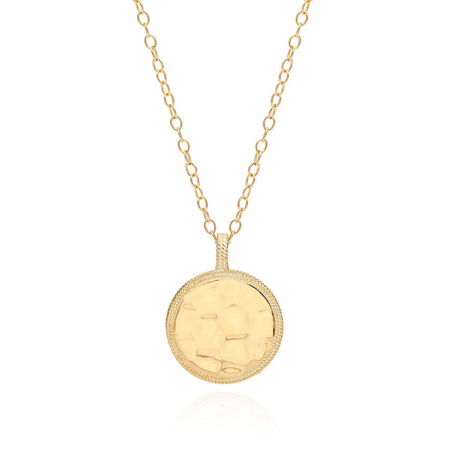 Hammered Pendant Necklace - Gold
