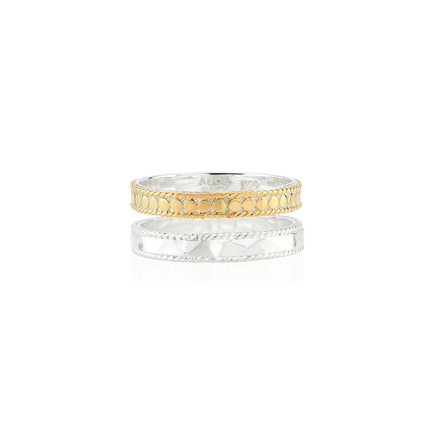 Hammered Double Band Ring - Gold & Silver