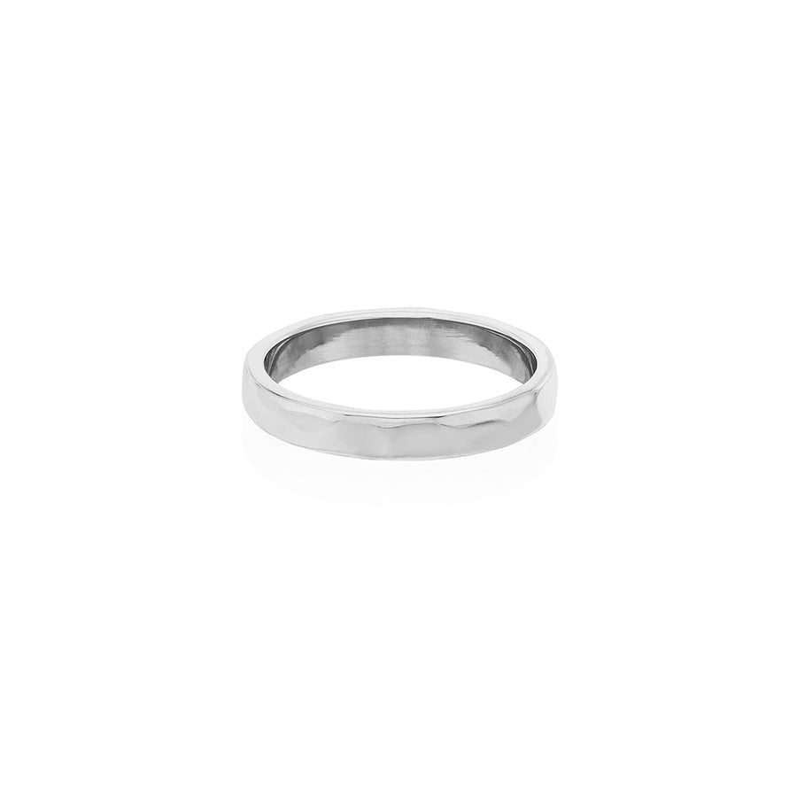 Thin Hammered Stacking Ring - Silver