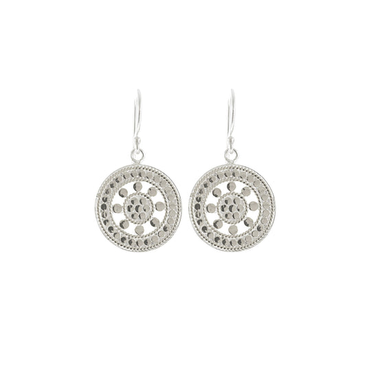 Open Dot Disc Earrings - Silver