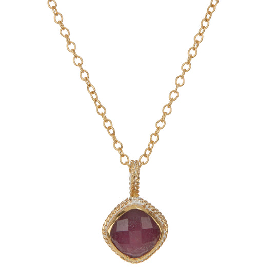 Ruby Cushion Pendant Necklace