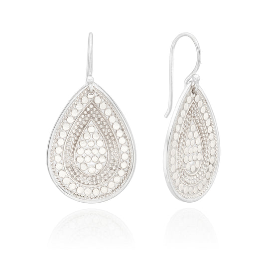 Contrast Dotted Teardrop Earrings - Silver