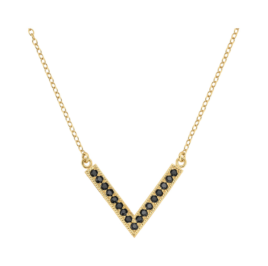 Black Onyx Pavé V Necklace