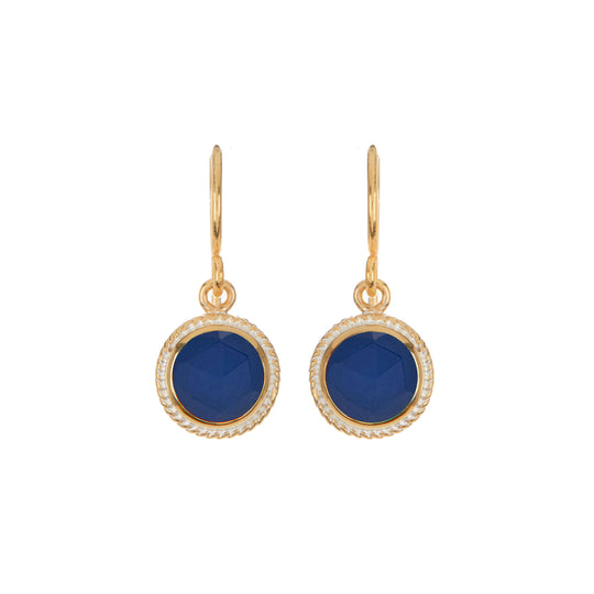 Blue Sapphire Circle Drop Earrings
