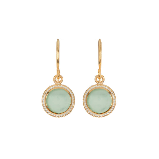 Green Quartz Circle Drop Earrings
