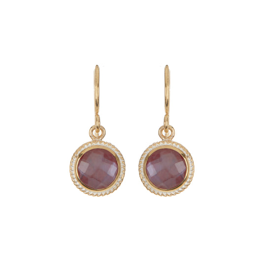 Garnet Circle Drop Earrings