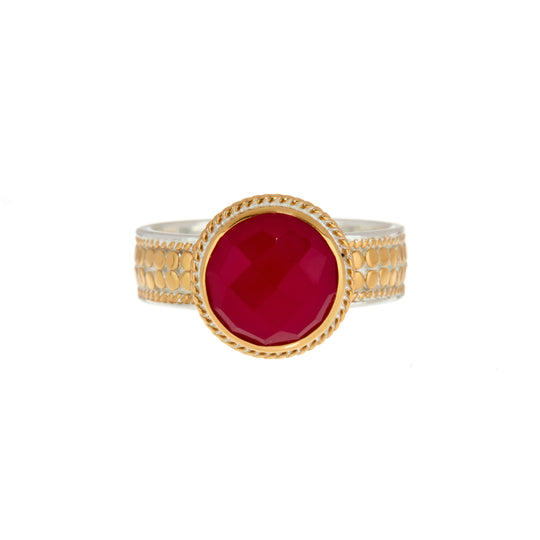 Fuschia Chalcedony Cocktail Ring