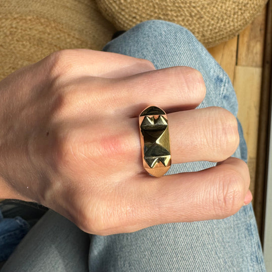 Large Vermeil Studded Band Ring - AS IS - FINAL SALE