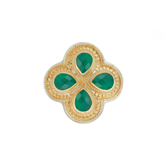 Green Onyx Clover Ring
