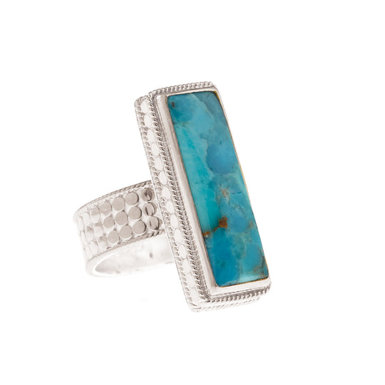 Turquoise Bar Ring - Silver