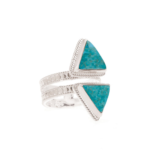 Turquoise Double Triangle Ring - Silver