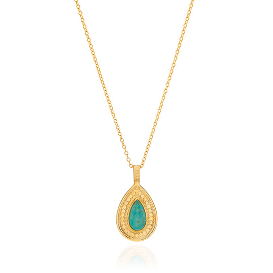 Turquoise Drop Pendant Necklace - Removable