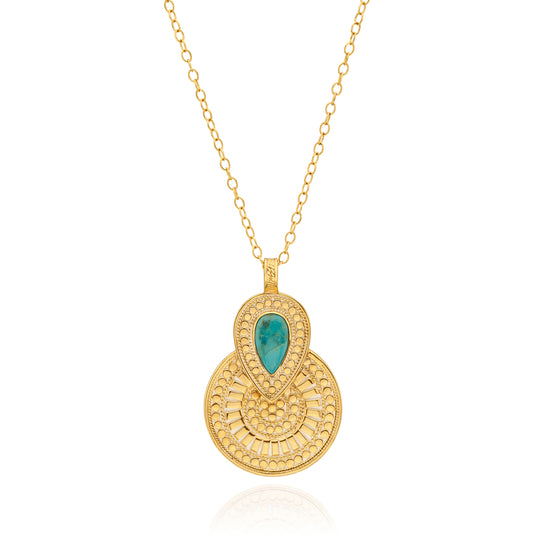 Turquoise Statement Pendant Necklace - Removable