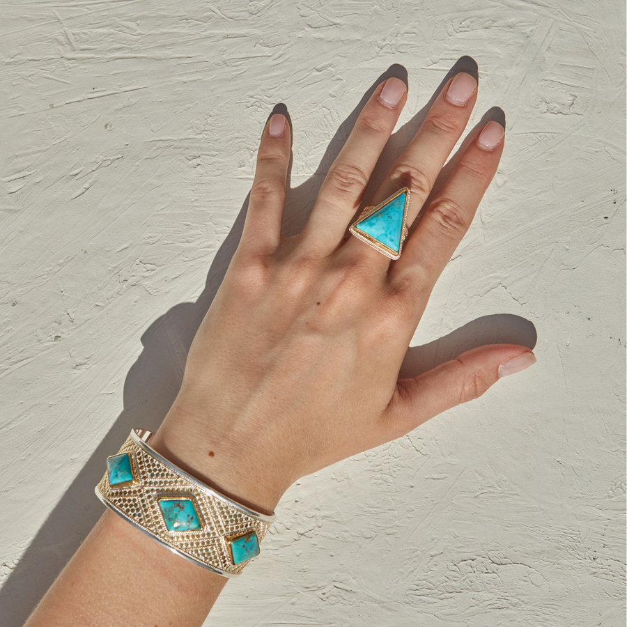 Blue Turquoise Triangle Ring