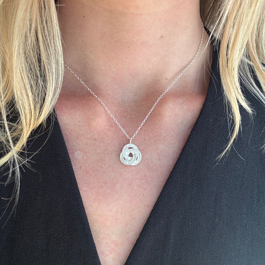 Silver Woven Disc Necklace, 16-18"-AS IS - FINAL SALE