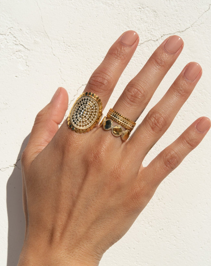 Scalloped Saddle Ring - Gold & Silver