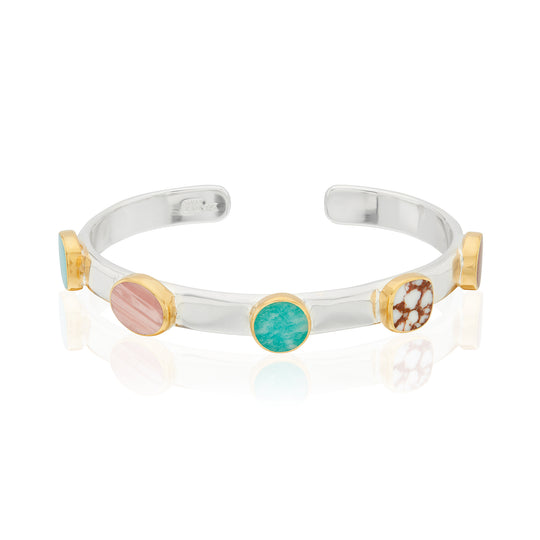 Raised Multi-Stone Cuff - Gold and Silver - AS IS - FINAL SALE