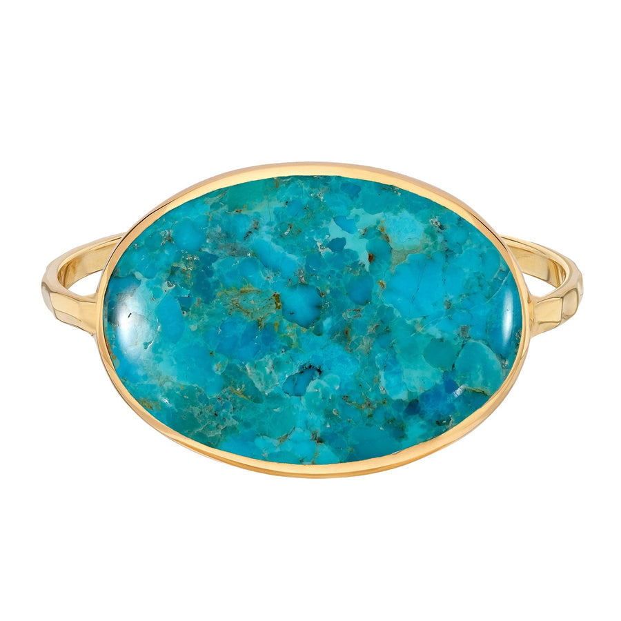 Turquoise Oval Wavy Band Cuff