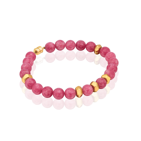 Strawberry Jade Beaded Magnetic Bracelet