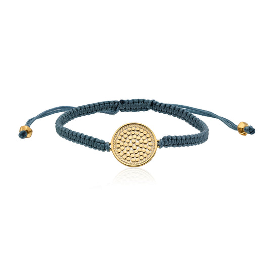 Woven Dotted Disc Bracelet - Blue