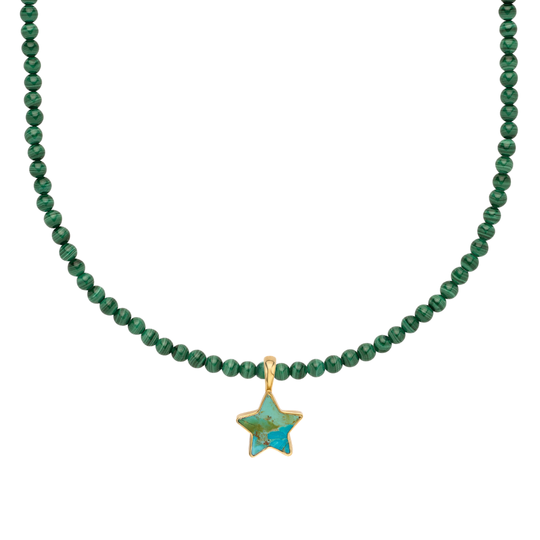 Malachite Beaded Necklace and Removable Star Pendant