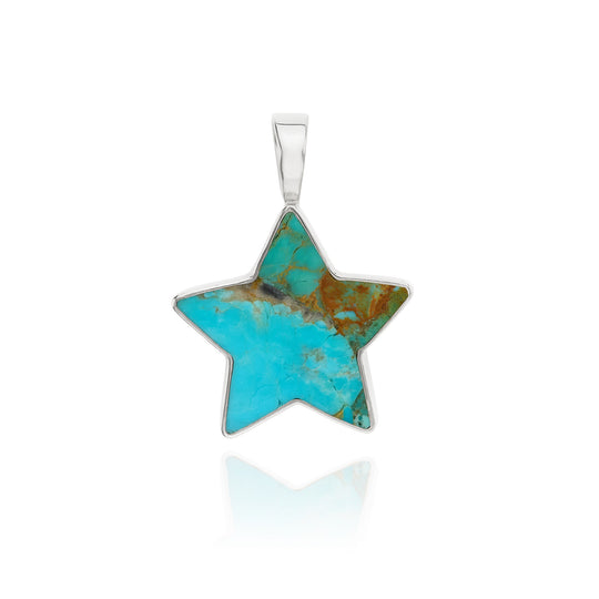 Turquoise Star Charm - Large Silver