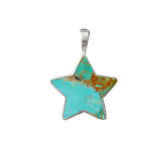 Turquoise Star Charm - Large Silver