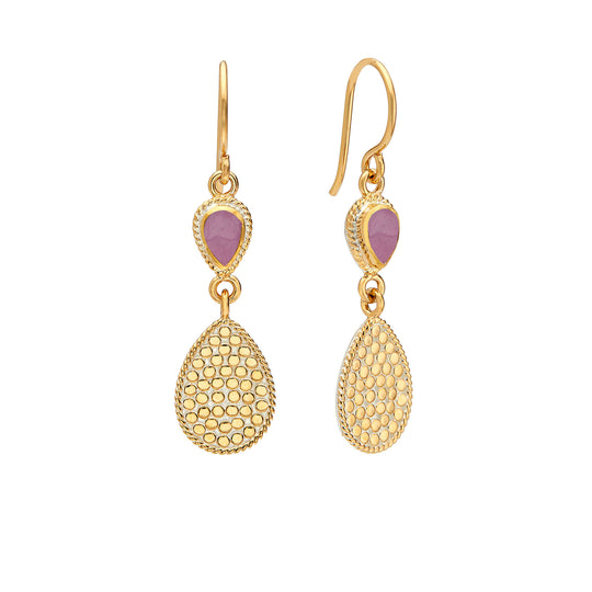 Pink Ruby Double Drop Earrings