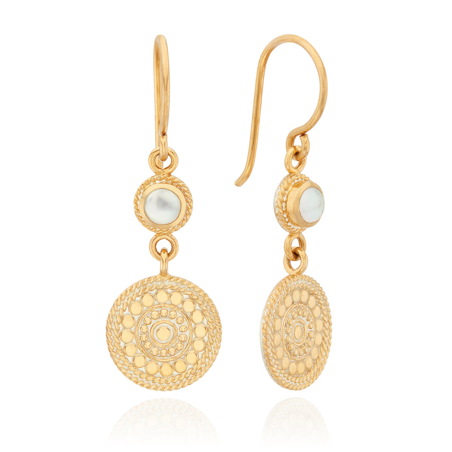 Mother of Pearl and Disc Drop Earrings