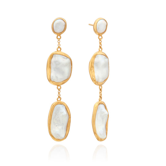 Keshi Pearl Triple Drop Earring