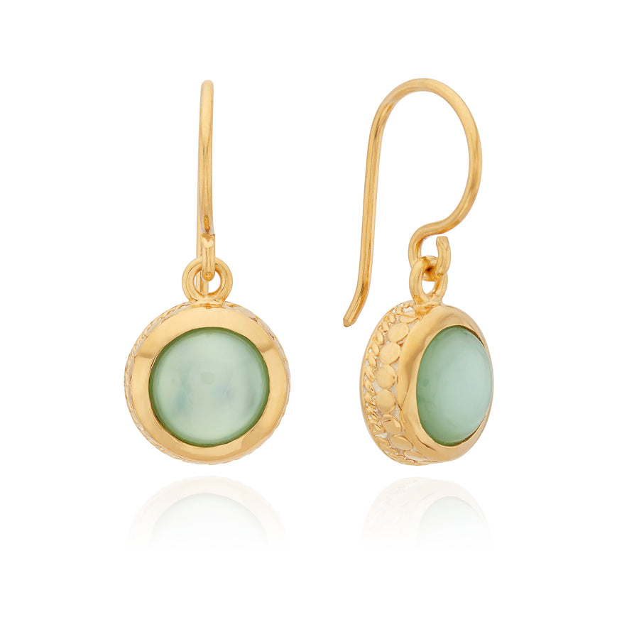Green Quartz Drop Earrings - Gold