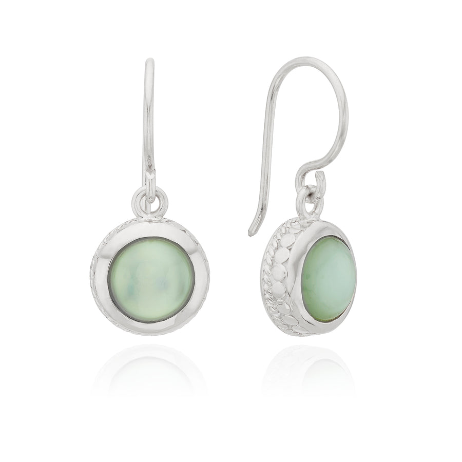 Green Quartz Drop Earrings - Silver