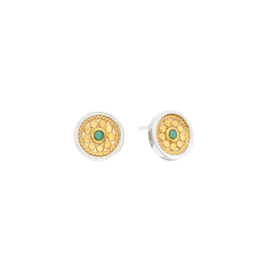 Flora Turquoise Studs - Two Tone