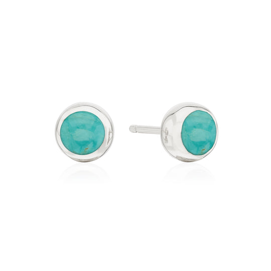 Turquoise Stud Earrings - Silver
