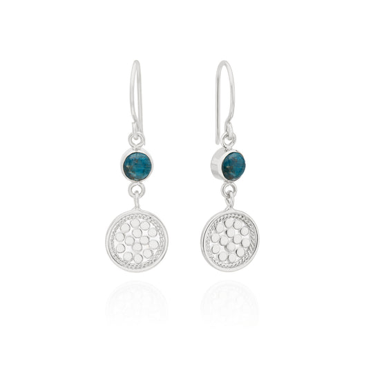 Apatite Double Drop Earrings - Silver