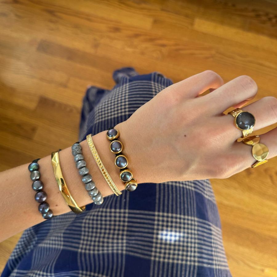 Blue Pearl Woven Bracelet