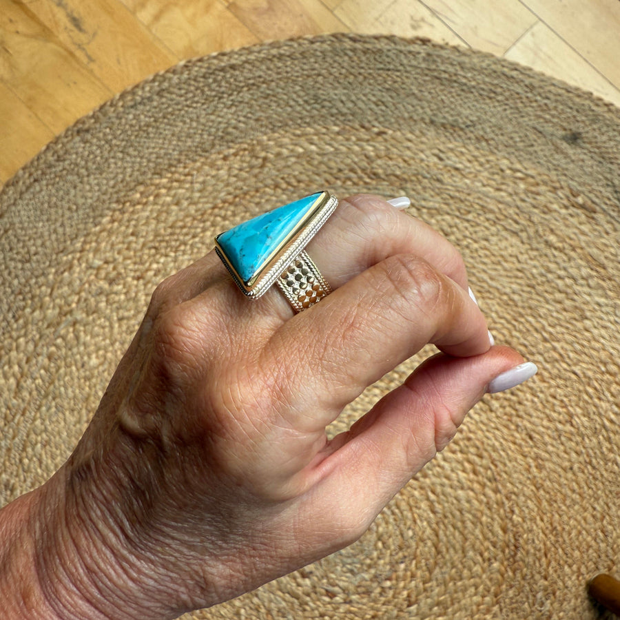 Blue Turquoise Triangle Ring