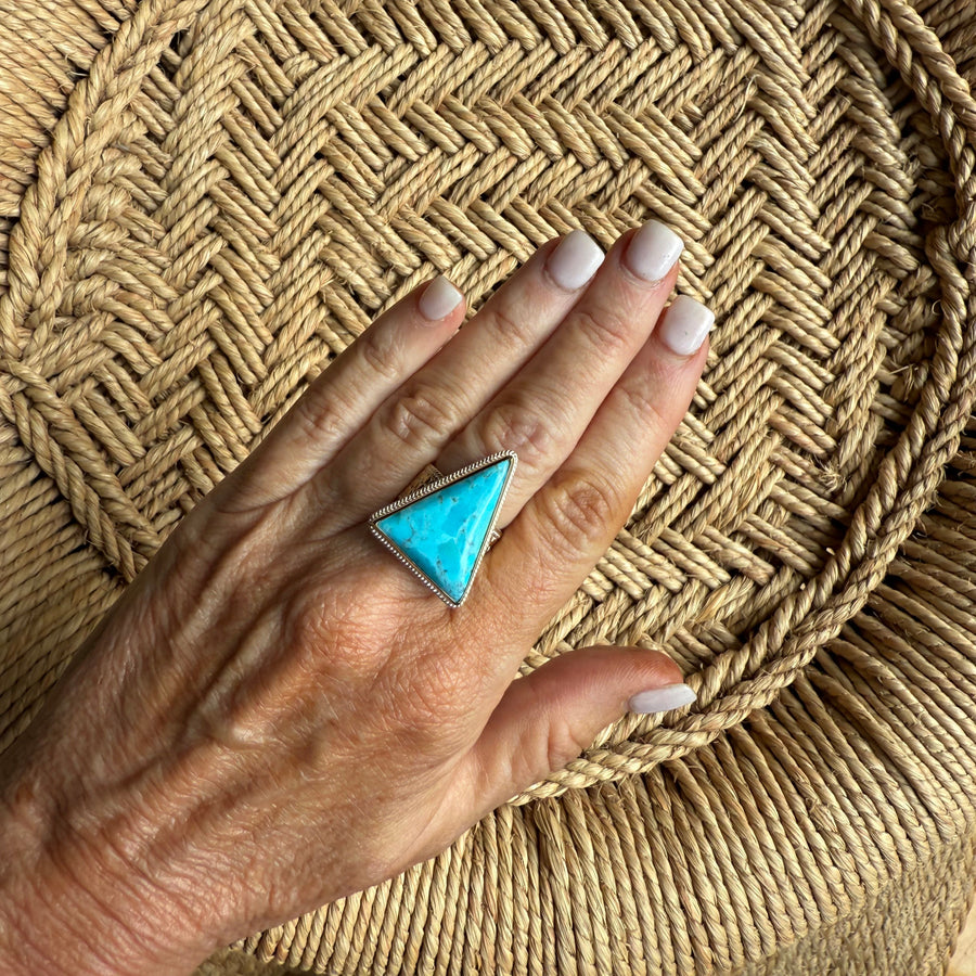 Blue Turquoise Triangle Ring