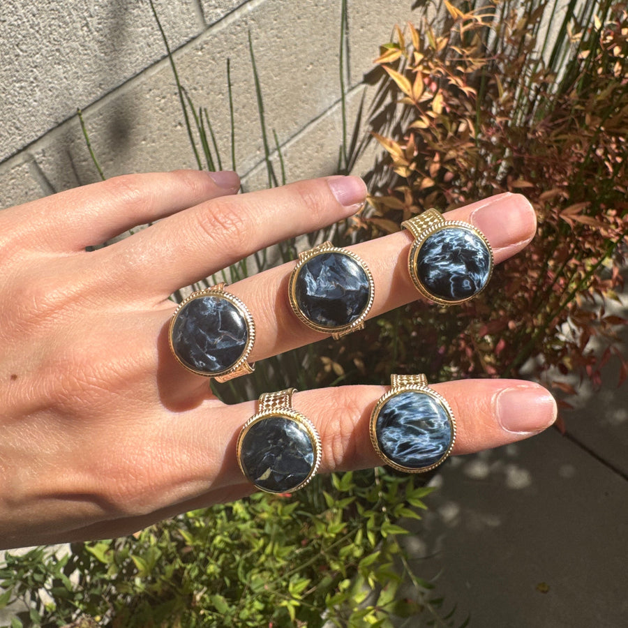 Blue Pietersite Cocktail Ring
