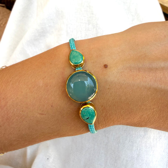 Woven 3 Stone Bracelet - Blue