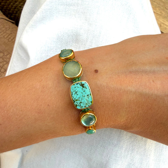 Woven 5 Stone Bracelet - Green