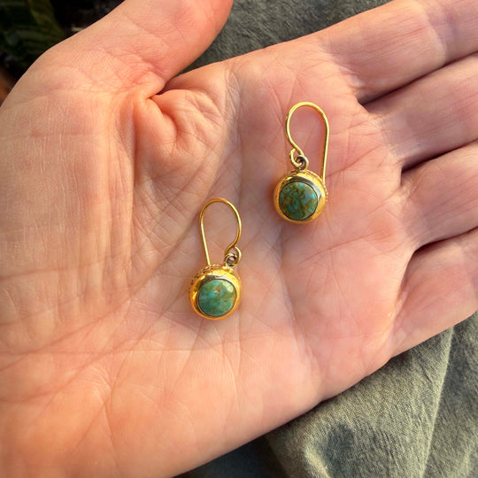 Green Turquoise Gold Earrings - AS IS - FINAL SALE